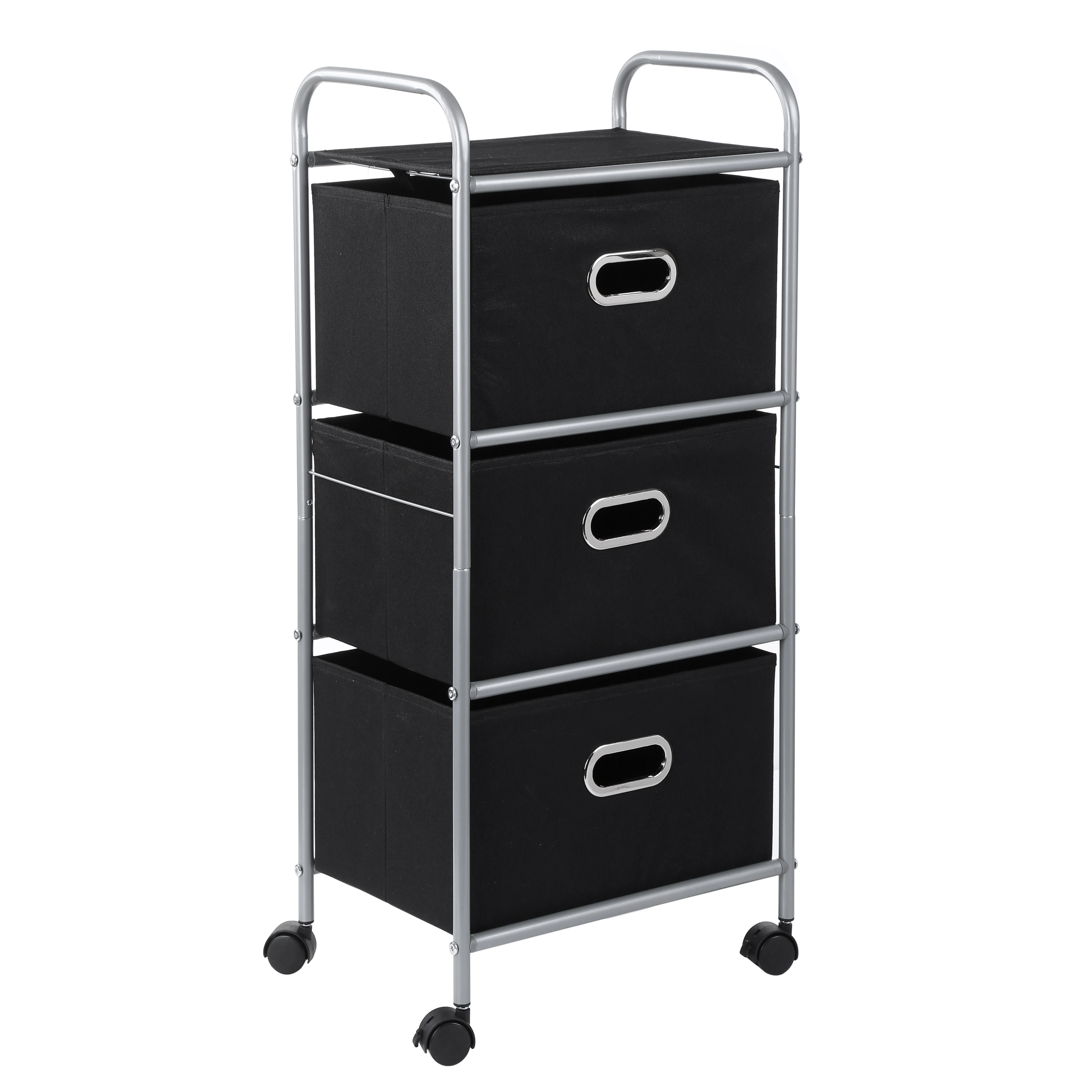 

2020 New Design custom sturdy 3 layer storage cart with wheels 3 drawers, Black