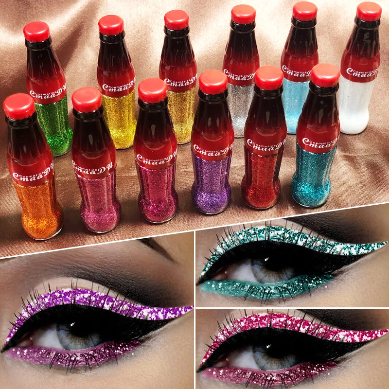 

Free shipping long lasting waterproof fast dry colored glitter liquid eyeliner