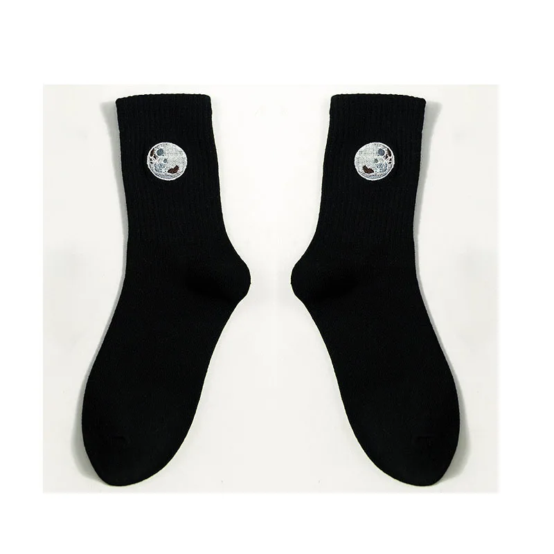 

Sport Crew Calcetines Socks Cotton Embroidery Custom Made Calcetas Design Print Logo Brand Embroidered Socks, Black