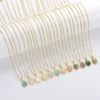 

Free Sample Fashion Jewellery 18K Gold Plated Oval Gemstone Charm Necklaces For Women Fashion Jewellery