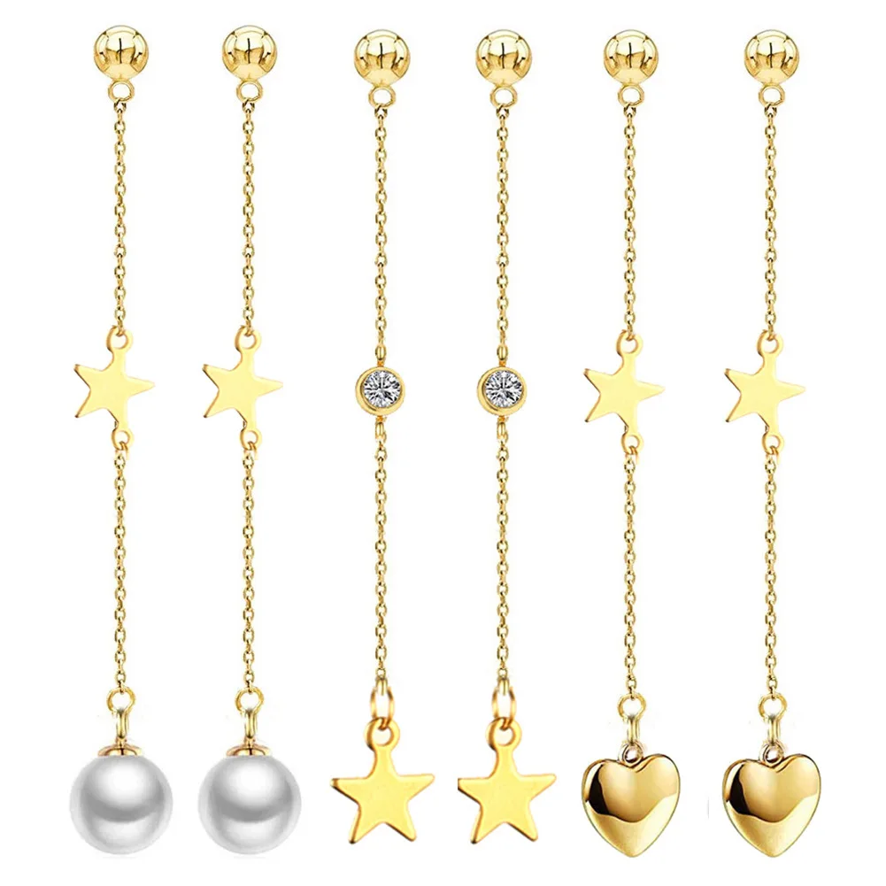 

Yiwu Ruigang Stainless Woman Jewelry Birthday gift Cute Zircon Star Pearl Earrings Korean Jewelry, Customized