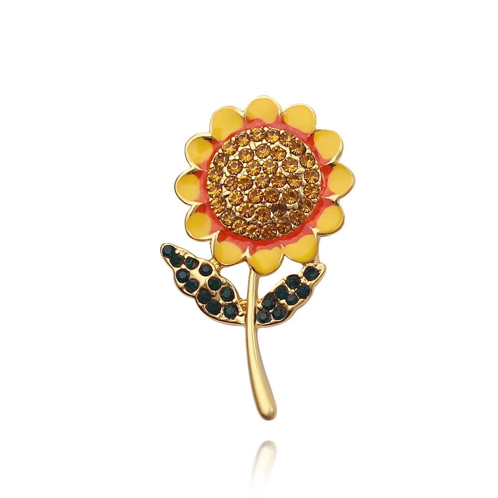 夏季风格向日葵胸针为妇女时尚黄钻胸针针高品质可爱母亲礼物