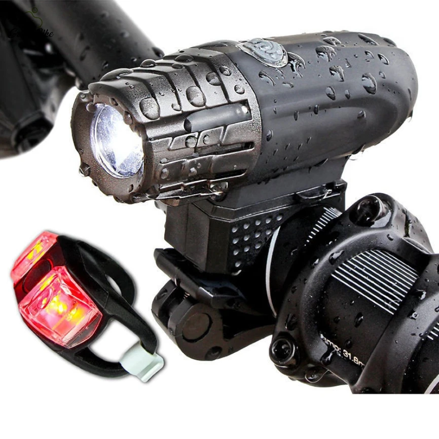 

New product USB rechargeable headlights warning tail light fahrradlicht led, Black