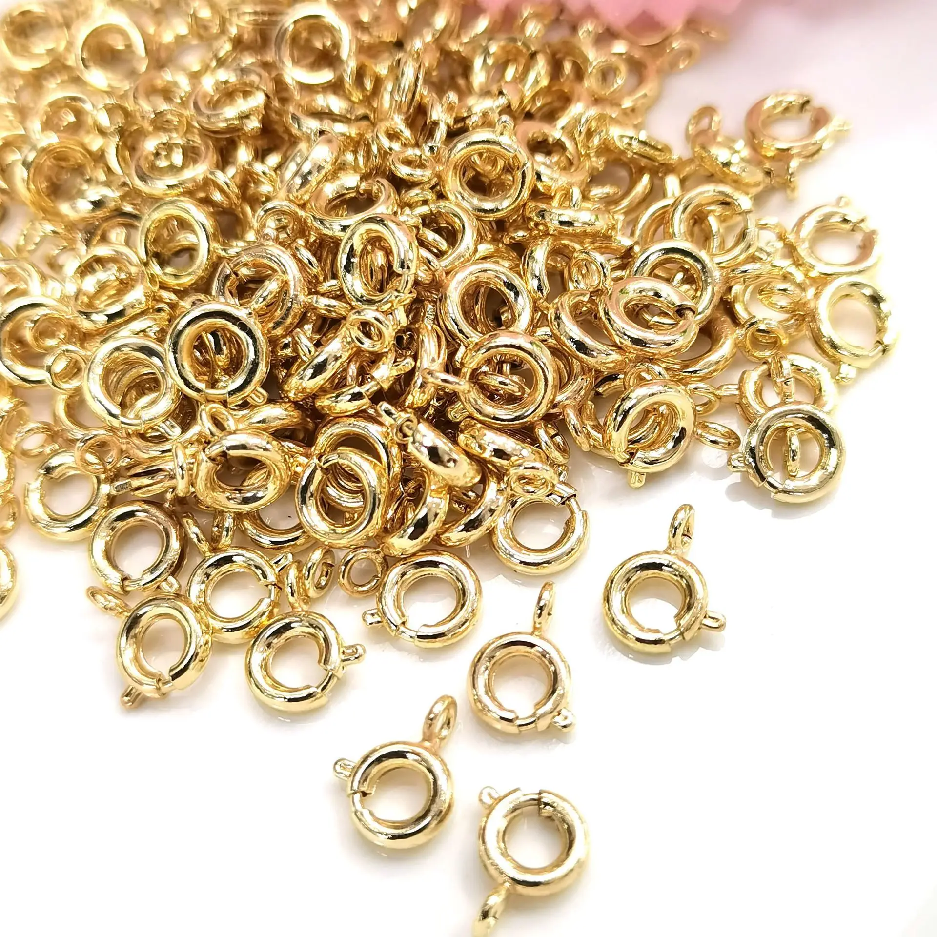 14K brass gold filled Connector Distributor jewelry Finding Spring ring diy necklace bracelet accessories jewelry clasp