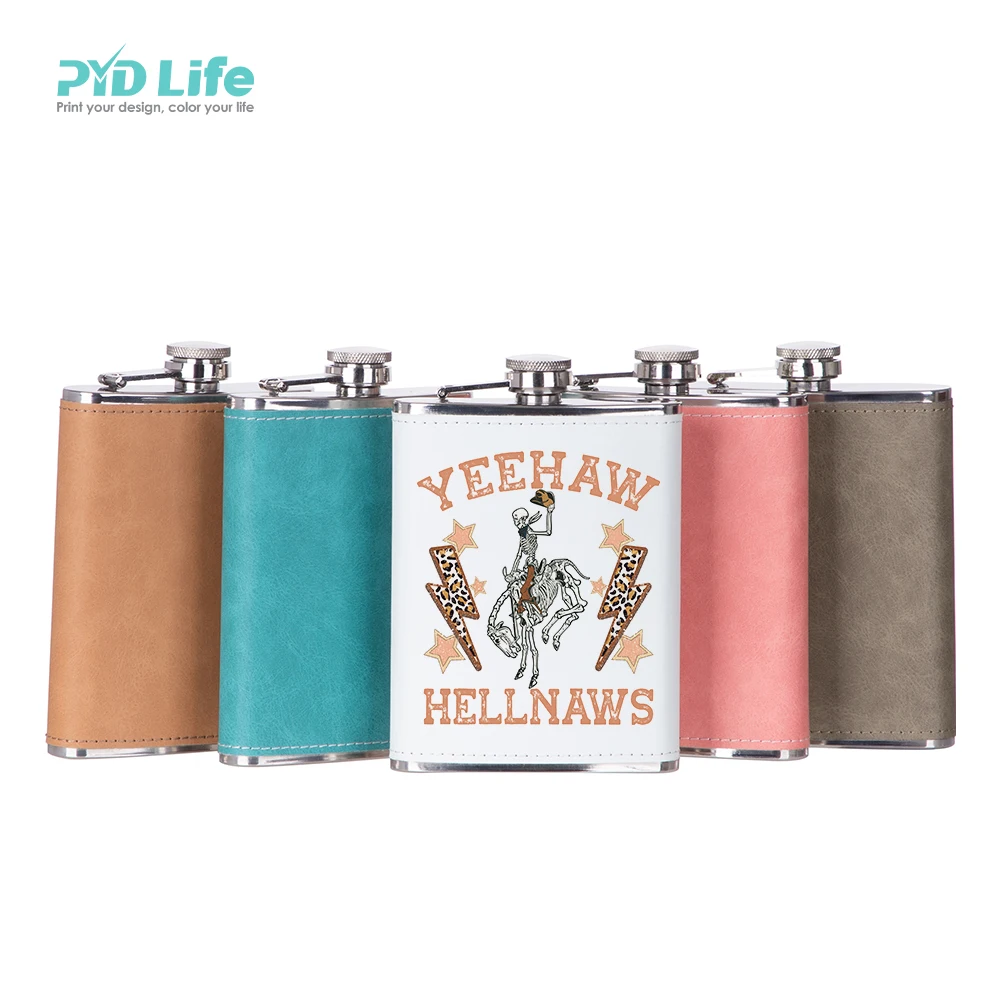 

PYD Life Christmas Products 2022 8oz Fishing Mug Cup Stainless Steel Sublimation Hip Flask with PU Cover