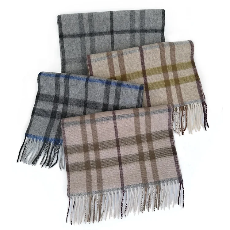 
India Nepal Pure Tartan Mongolian Luxury Mens Pashmina Scarves New Design Check Thick Winter 100% Cashmere Scarf for Men 