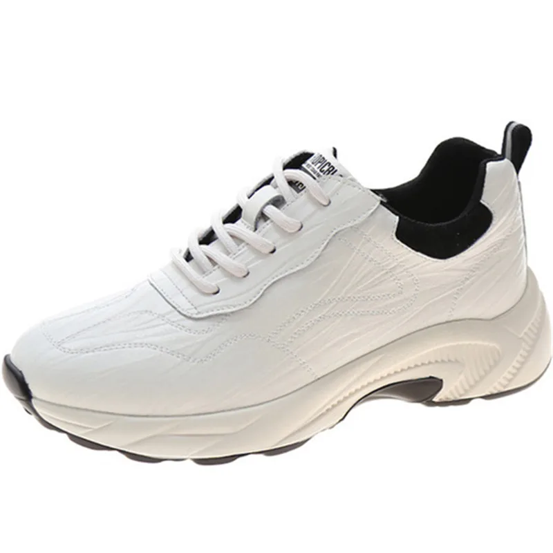 

2021 New Spring Women Sneakers Fashion Genuine Leather Little White Shoes Ladies Casual Sports Shoe Student Thick Bottom Sneaker