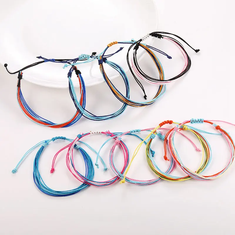 

Women Boho Beach Handmade  Bracelets Fashion Colorful Wax Line Rope Friendship Bracelet Wax String Bracelet, Color