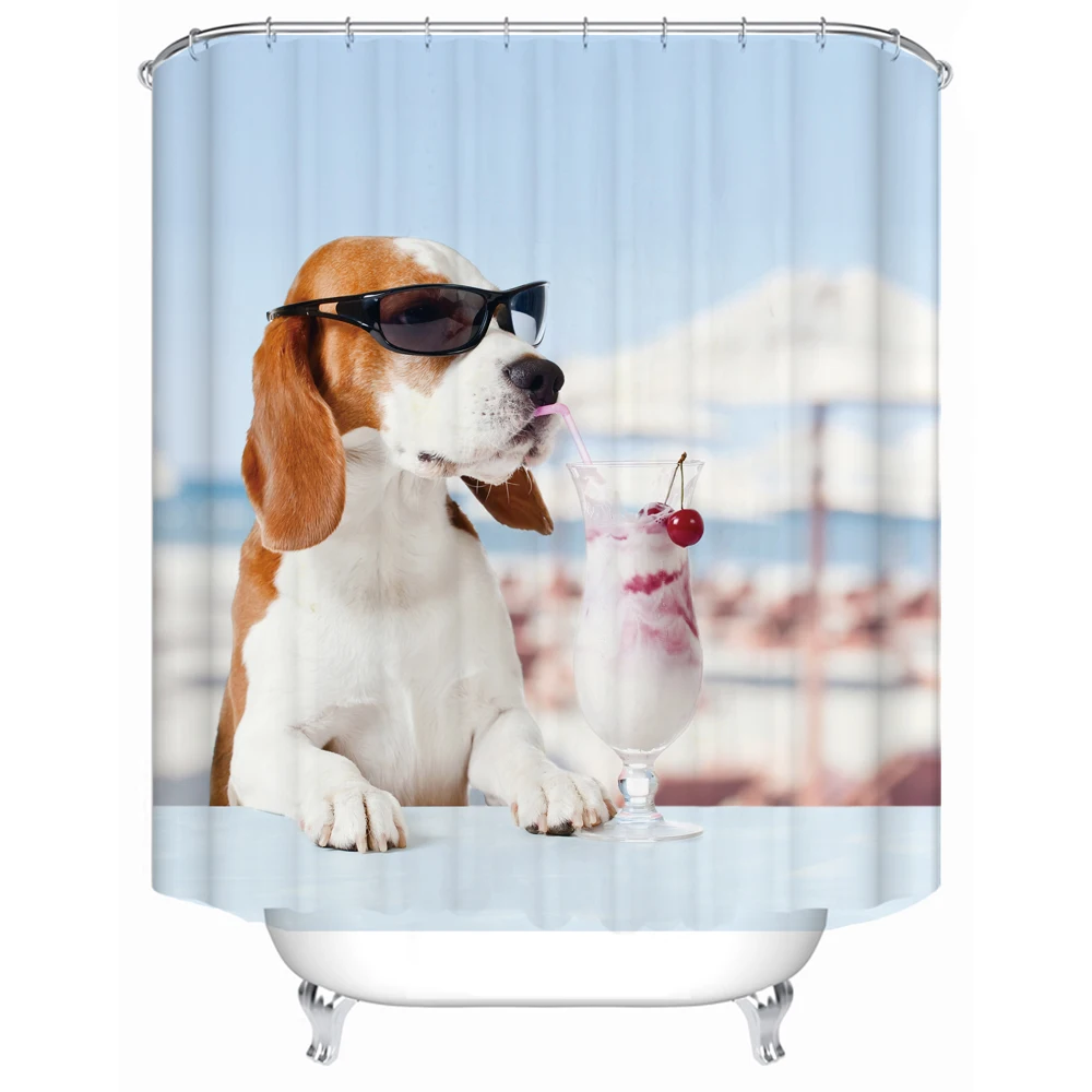 

180x180 bathroom shower curtain partition bathtub waterproof shower curtain sunglasses puppy custom printed shower curtain, Picture