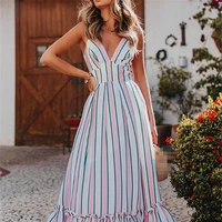 

Hot selling women summer maxi dresses stripe long dress woman-sexy-dress prom