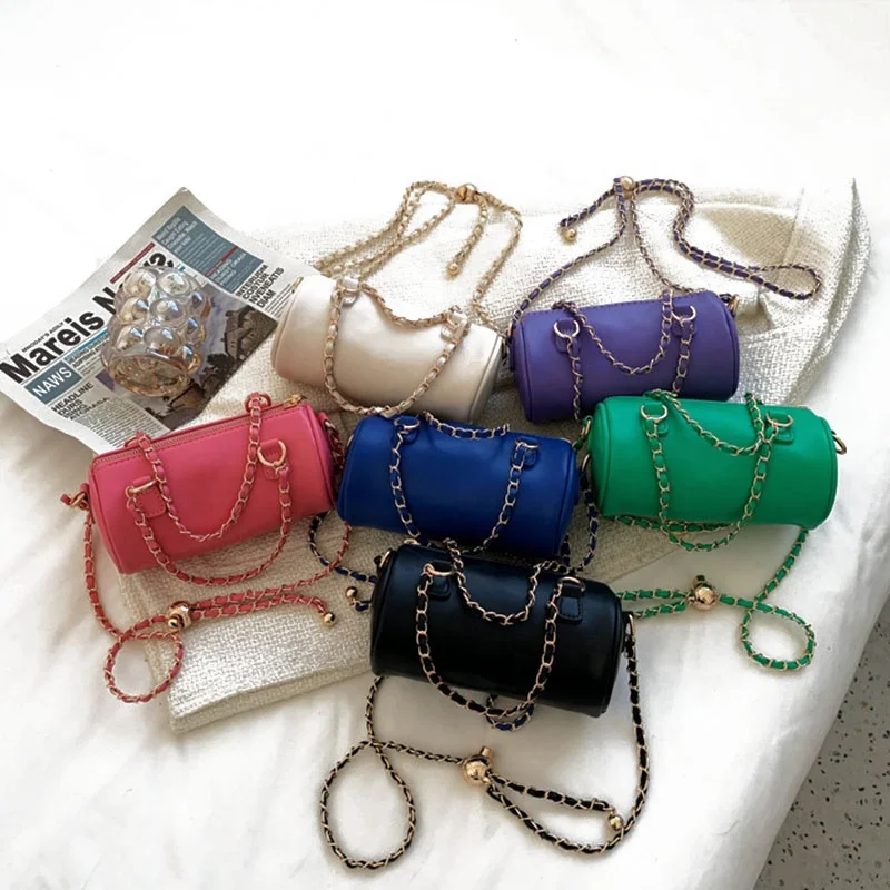 

2022 Hot Cylinder Shoulder Bags For Women Pillow Leather Bags Small Messenger Bags