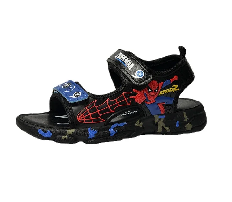 

New Summer Kid Shoes Cartoon Spiderman Boys Sandals Casual Anti-slip Children Sandals fisherman shoes Baby Toddler Beach Shoes, Red blue