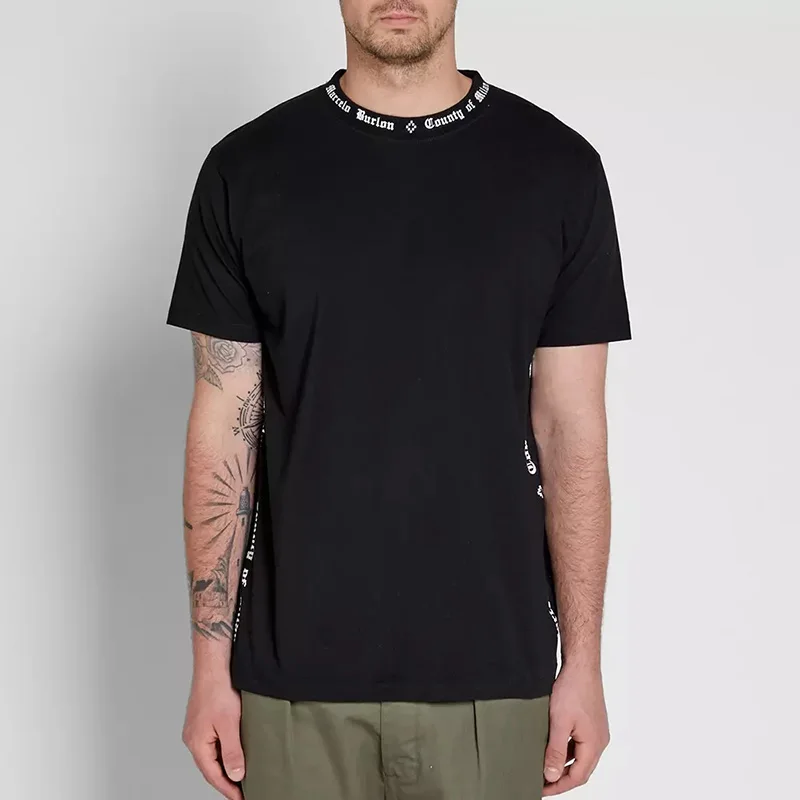 Men's Black 95 Cotton 5 Spandex T shirt O Neck Side Screen Printing T Shirt Men Graphic T shirts