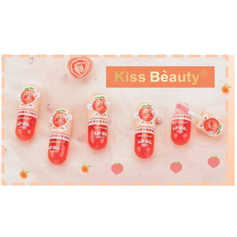 

Kiss Beauty Lip Miximizer Oil Private Label Lips Plump Oils Peach Plumping Lip Gloss, As picture