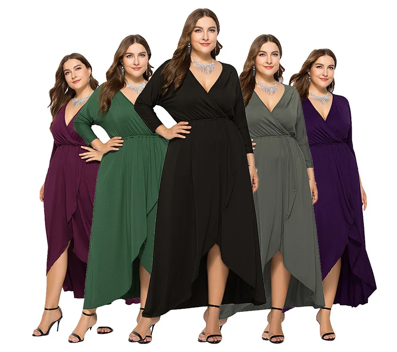 

Oversize Trendy Solid Plain Fat Female Casual One Piece Women's Plus Size Dresses, 8 colors available