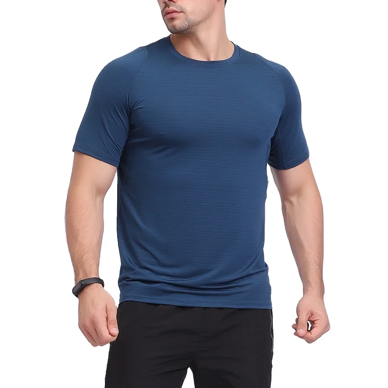 

Summer breathable lightweight elastic casual top running sports fitness men's quick dry T-shirt