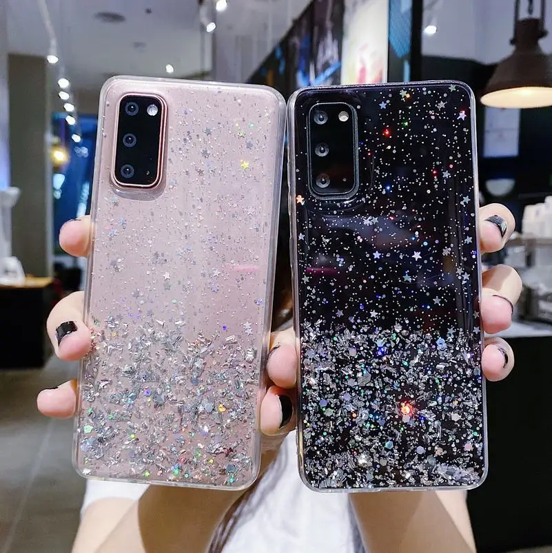 

Women Glitter Phone Case Bling Star Cover Pretty Fashion Anti Fall Cell Phone Accessories For iPhone 12 iphone11 Pro Xs Max 7 6s