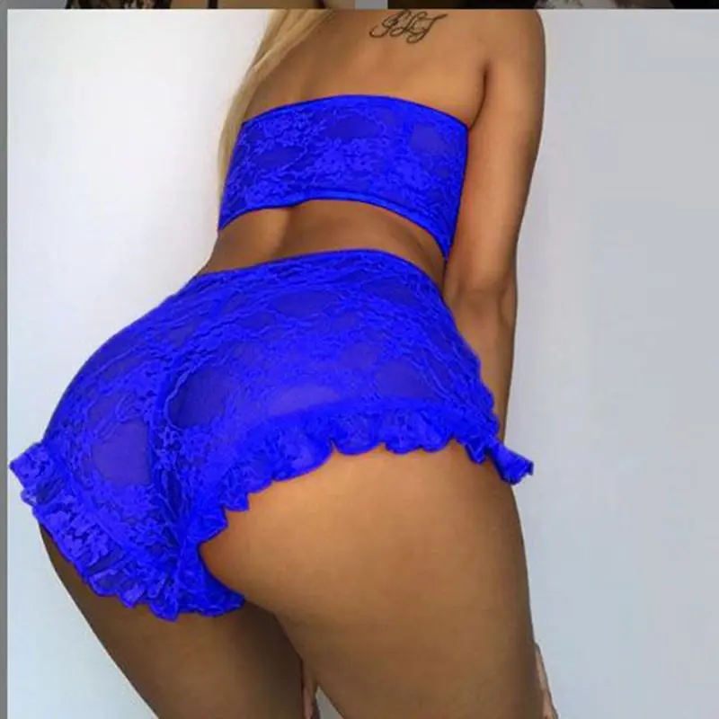 

Popular 2 piece plus size red lace blue erotic sexy lingerie set women