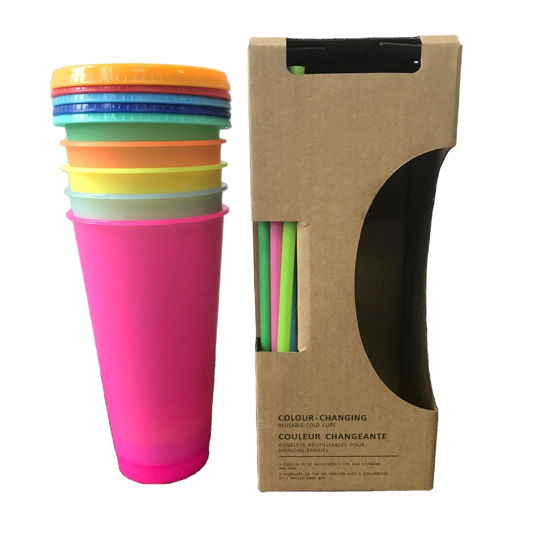 

New Product BPA free custom logo Reusable plastic color changing mug 24 oz magic mug cold color changing plastic cup