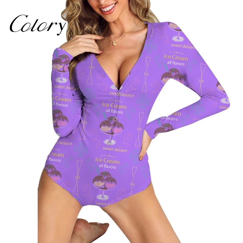 

Colory Oneies Pajamas With Flap Nighty Designs Mum And Daughter Sleepwear, Picture shows