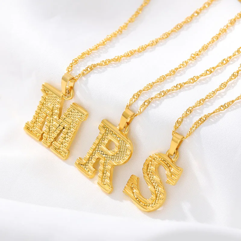 

14K Old English Gold Alphabet Initial Names Necklaces Pendants Letters Necklace Men Women Stainless Steel Jewelry, Gold plated sliver