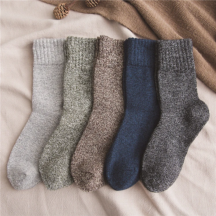 

2021 Autumn Winter Thick Warm Socks Doubling Solid Tube Work Socks Men