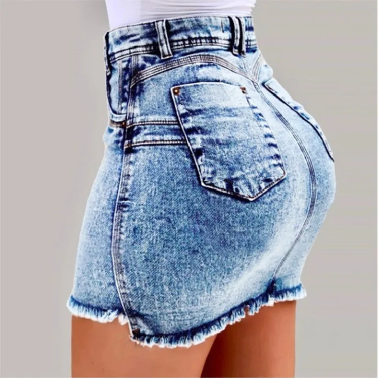 

Women's Summer New High Waist Washed Denim Skirt Denim Short Mini Jeans Skirt, Blue,black,grey,dark blue