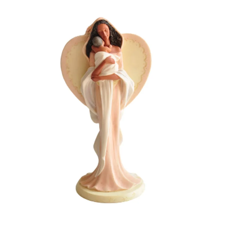 Angel of Mine YSJHHJLL Hand-Painted Sculpted Figure Resin Figurines Angel Mother with Son 