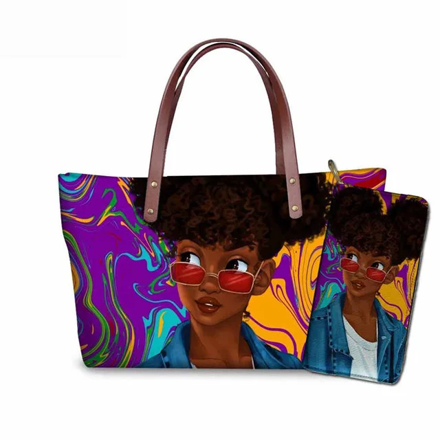 

2021 Factory Wholesale Ladies Tote Bag Set Art Black Girls Printed Designer Handbags Brands Purses and Handbags