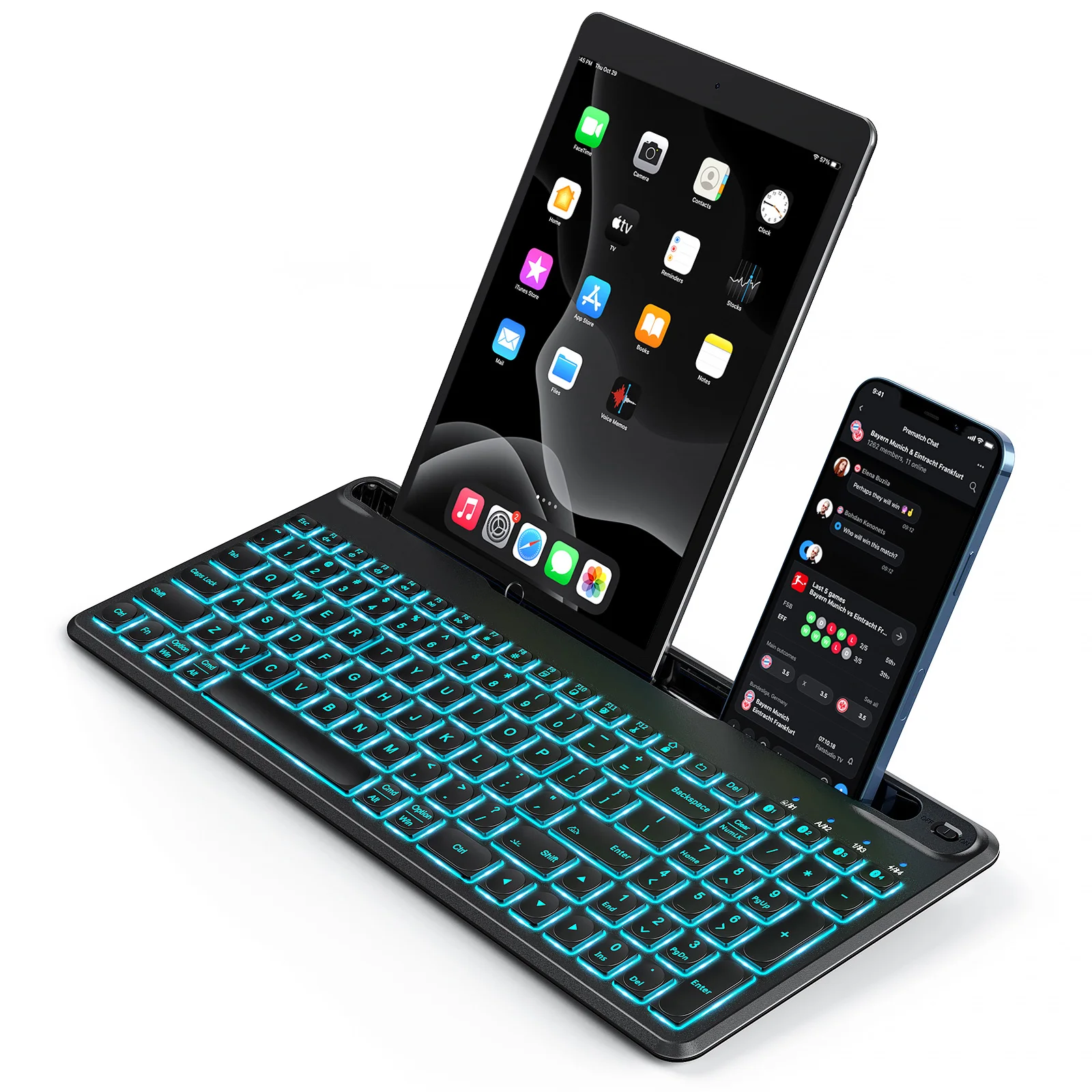 

Wireless Illuminated Rechargeable Keyboard with Compatible Mac Android iOS Windows Backlit Keyboard for Tablet Phone Computer