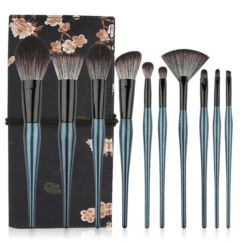 

beauty bling synthetic black profesional custom glitter private label vegan professional makeup brush set with bag with case, Customized color