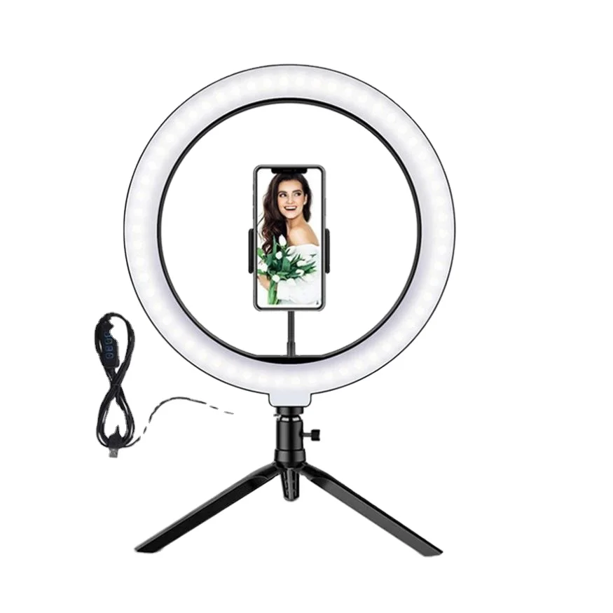 

OEM Factory price 10 12 inch LED ringlight stand with Desktop tripod stand for Smartphone Makeup Video livestream Record