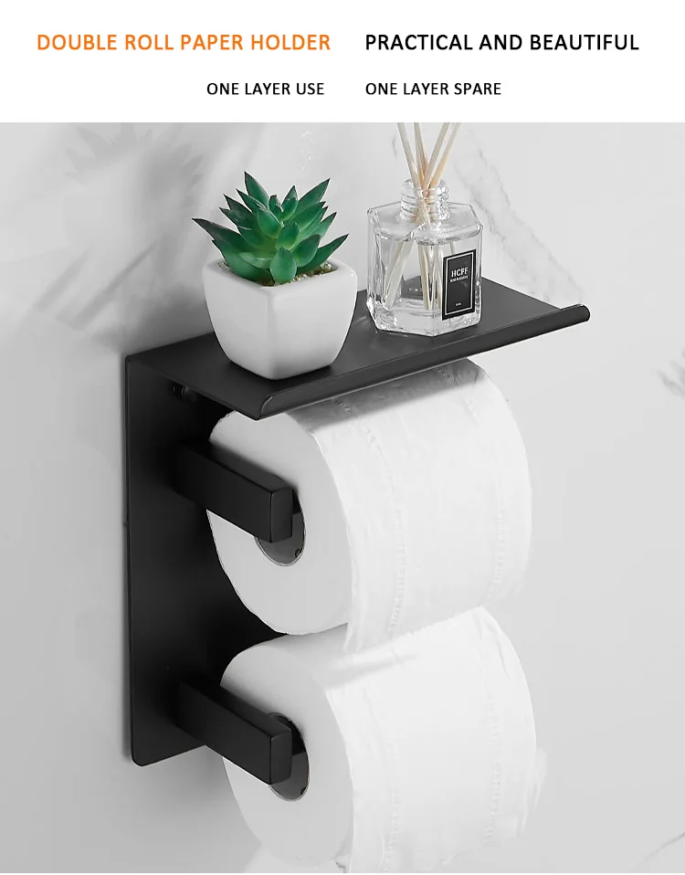Bathroom Metal Black Multi Hanging Tissue Towel Holder Double Roll Toilet Paper Dispenser