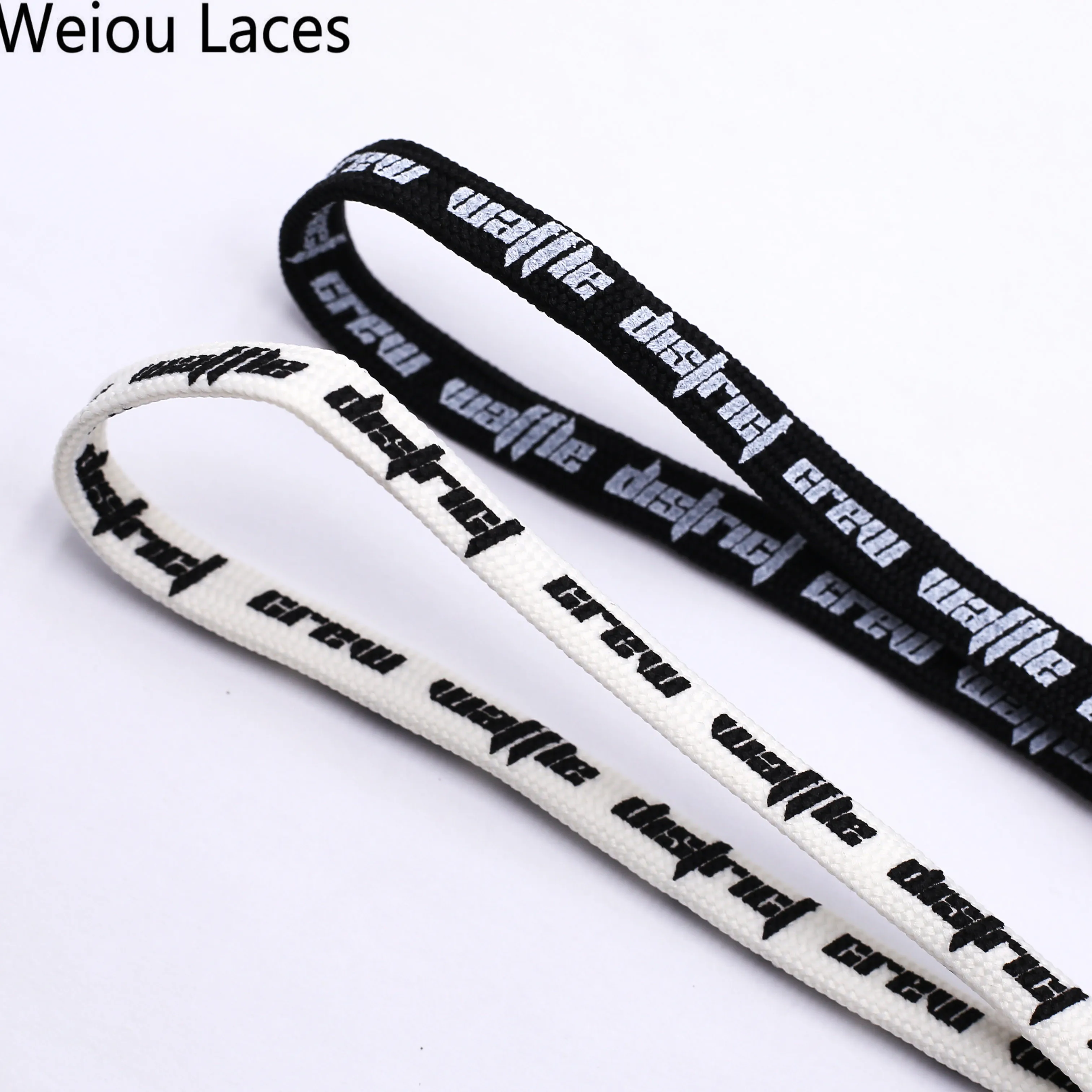 

Weiou company Flat Double-sided printed shoelaces Black and white shoestrings with a cool pattern for kids adults sport shoes, Black,white