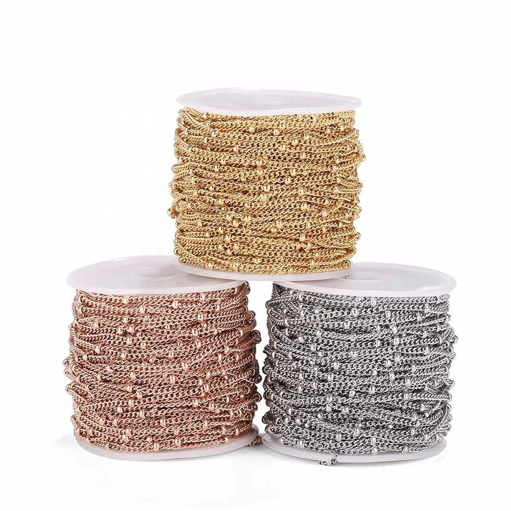 

Clip Bead Chain Spacer 3MM Bead Twist Bracelet DIY Accessories Semi-Finished Stainless Steel Bead 2MM Chain Necklace