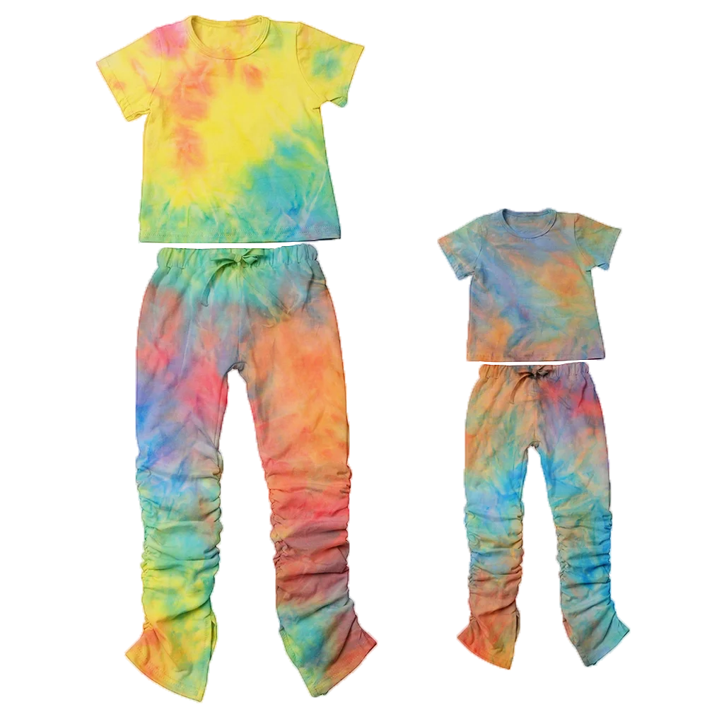 

Tie Dye Mommy and Me Outfits Kids Fall Clothing for Women Sport Outfit for Kids Stracked Pants Girls Trending Clothes, 18 colors and can be accepted