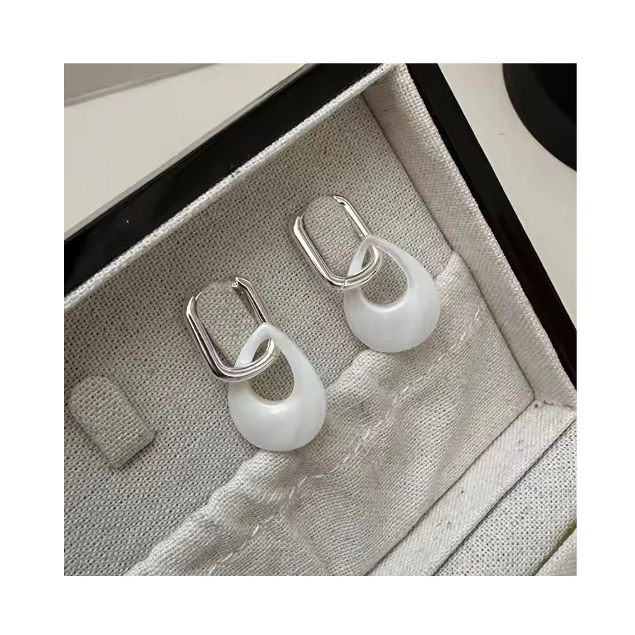 Korean Style Geometric Hollow Shell Wedding Clip Earrings Wholesale 925 Sterling Silver Jewelry
