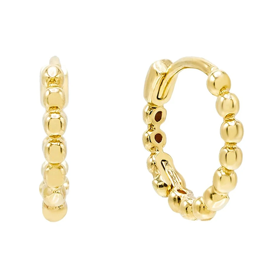

women jewelry earrings wholesale online 925 sterling silver minimalist 18k gold plated beaded huggie earrings