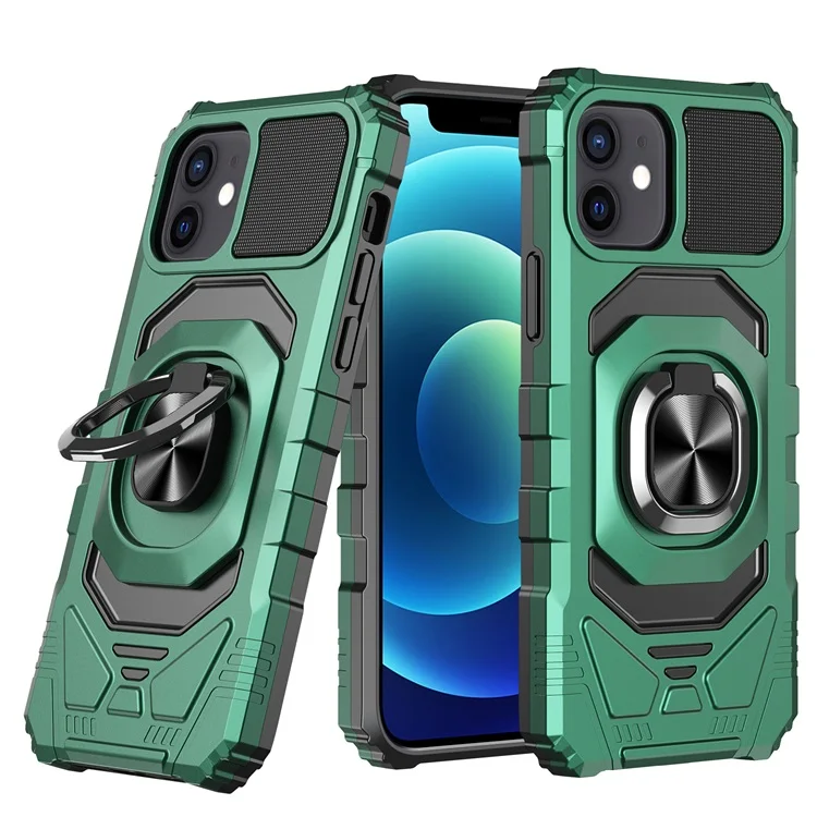 

Dual layer 360 magnetic ring holder kickstand function pc tpu funda para for iphone 12, Multi, custom color