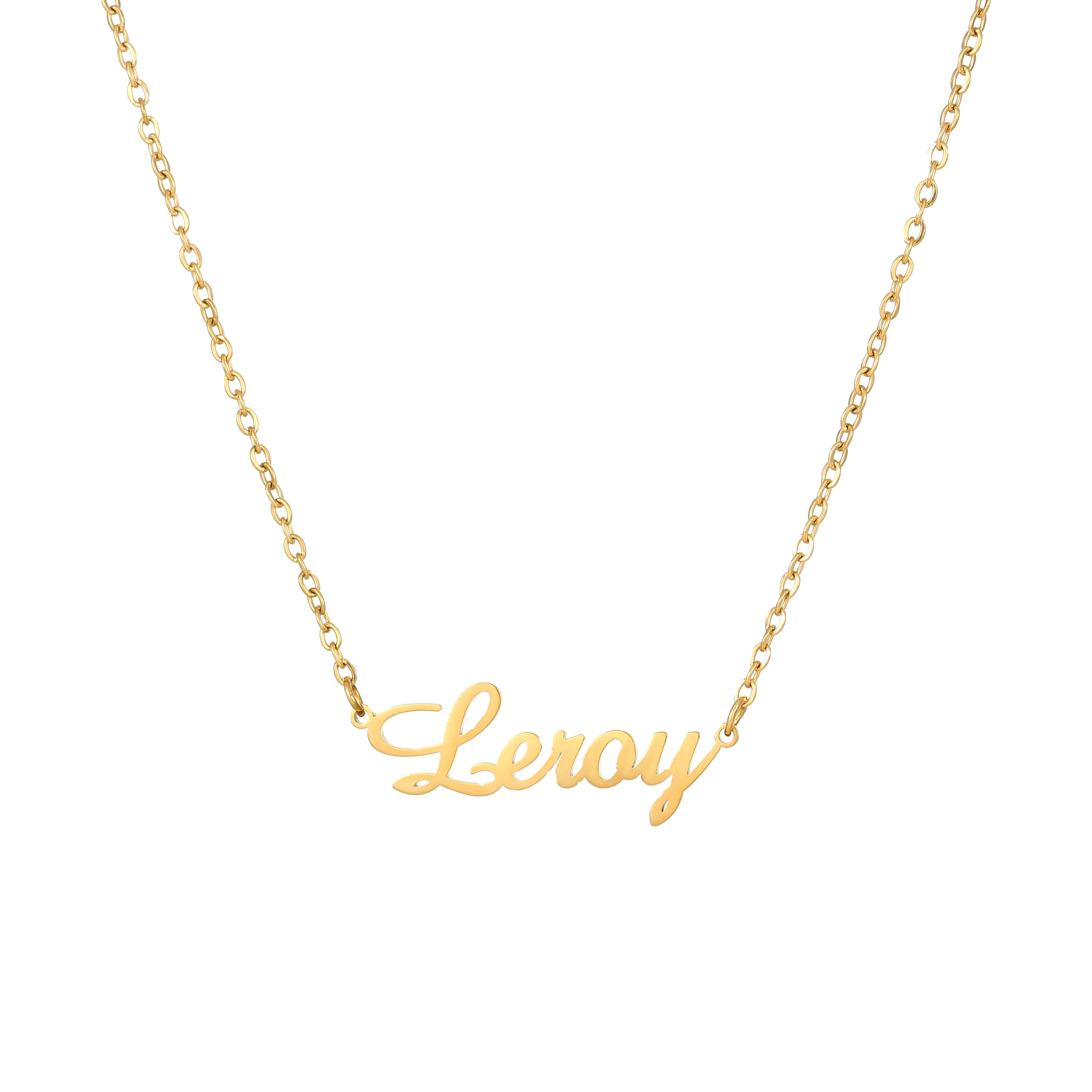 Dropshipping Customized Your Name Logo Words Stainless Steel 18K Gold Plating Women Fashion Jewelry Necklaces