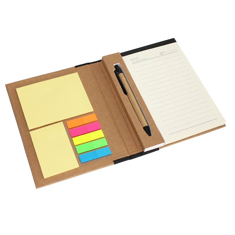 High Quality Kraft Paper Cover Custom Logo Notepad A4 And Pen Gift Set