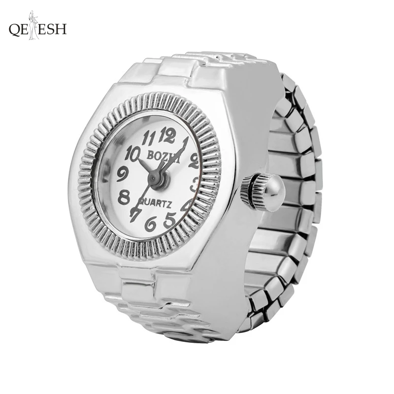 

Qetesh Multifunctional Adjustable Couple Rings Men Mini Finger Watch Ring Watches for Women Finger