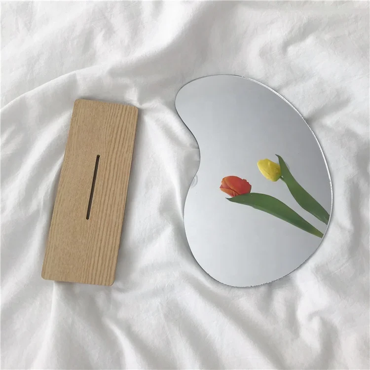 

Home decor Korea ins niche design irregular desktop wooden desktop makeup mirror