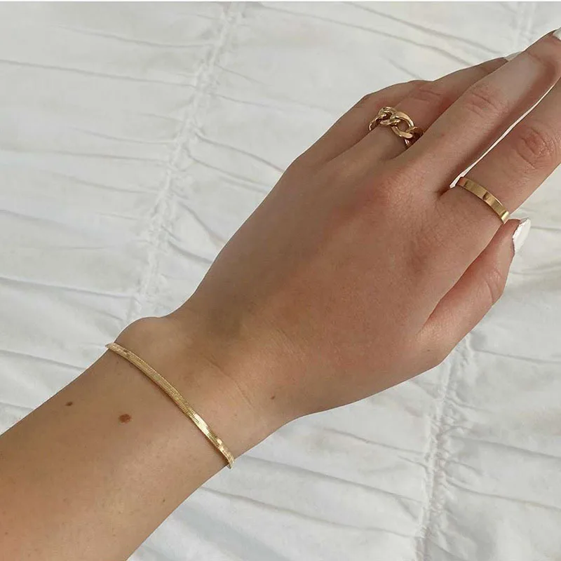 

Non Tranish Jewelry High Quality Stylish Stainless Herringbone Bracelet 18k Gold Plated Stainless Steel Chain Bracelet Vendors