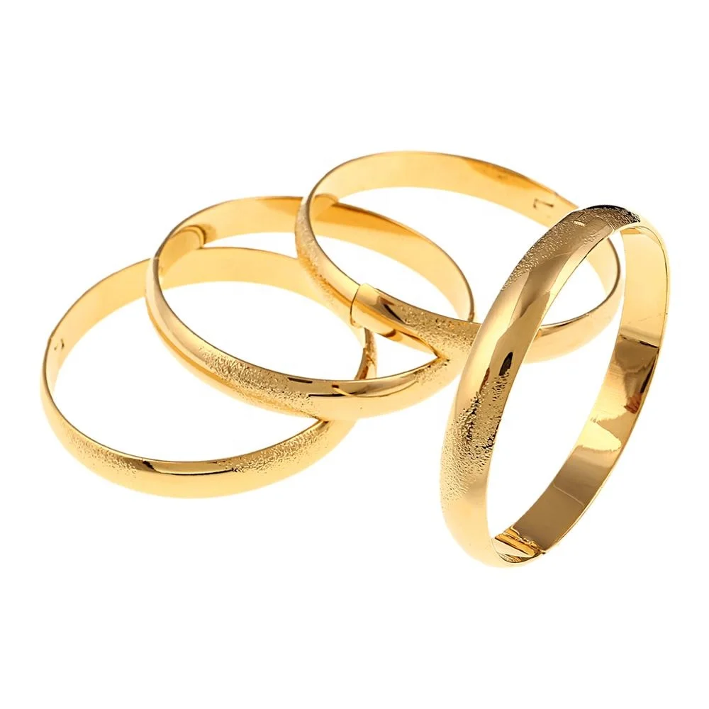 

4Pcs Trendy Costume Morocco Gold Color Bangles for Engagement Wedding Jewelry Accessories