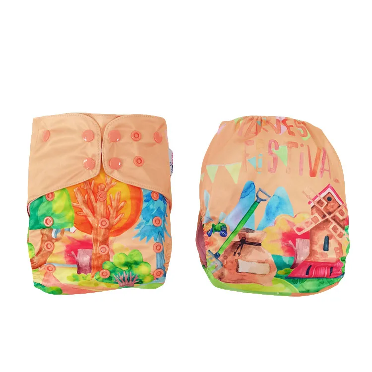 

Double gusset diapers ecological reusable Double Pockets Cloth Diapers Baby Cloth Diaper, Printed