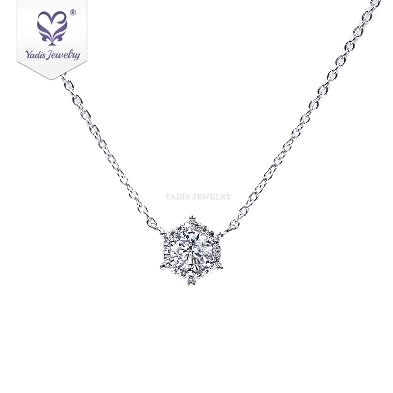 

Yadis fashion jewelry snowflower 18k white gold plated 925 sliver vvs moissanite necklaces for women