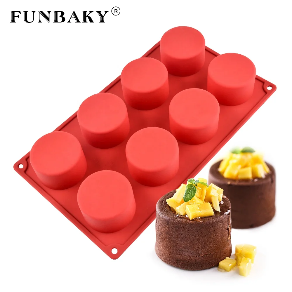 

FUNBAKY JSC3223 Nonstick round cylinder shape cup paper cake silicone mold for baking healthy material handcraft making tools, Customized color