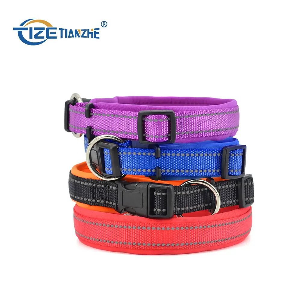 

Offer Sample TIZE Service neoprene padded nylon led collar Reflective collier chien Neoprene Padded Nylon Striped Pet Dog Collar