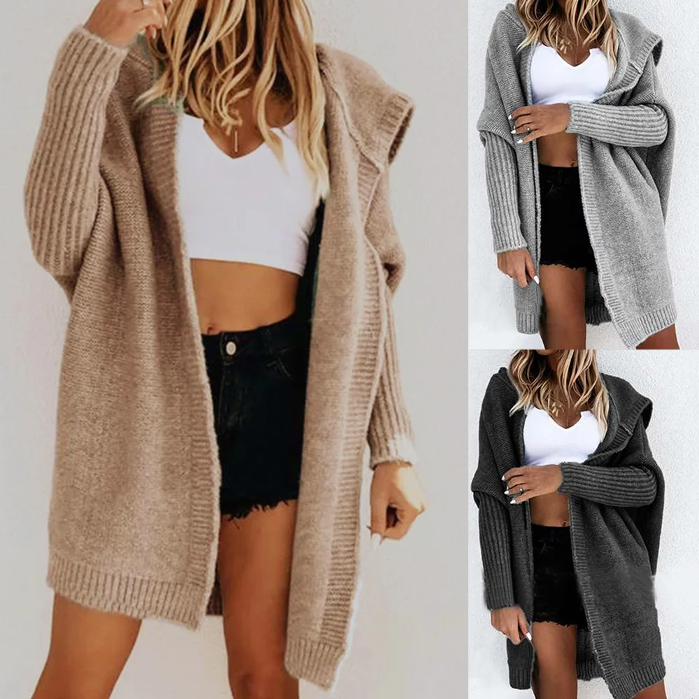 

2021 Fall sweaters cardigan one button lapel street trendy loose solid color casual women's hoodies knitted sweater, Picture color